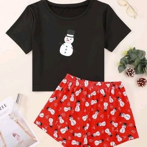 ☃️ NEW SNOWMAN PRINT SHORT SLEEVE PIJAMA SET ☃️